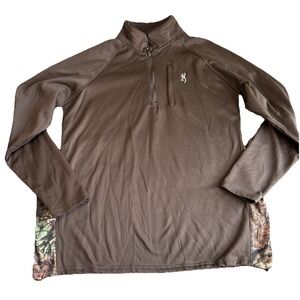 Browning Men's Brown Camo Trim 1/4 Zip Pullover Sweatshirt XXL